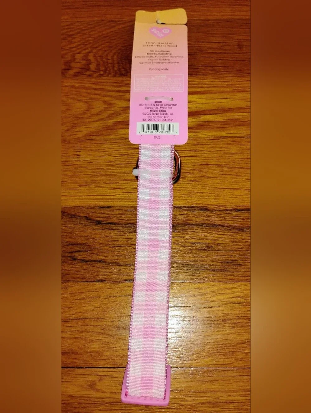 NWT (MSRP $10) Stoney Clover Lane x Target Pink Gingham Large Dog Collar #1 prep